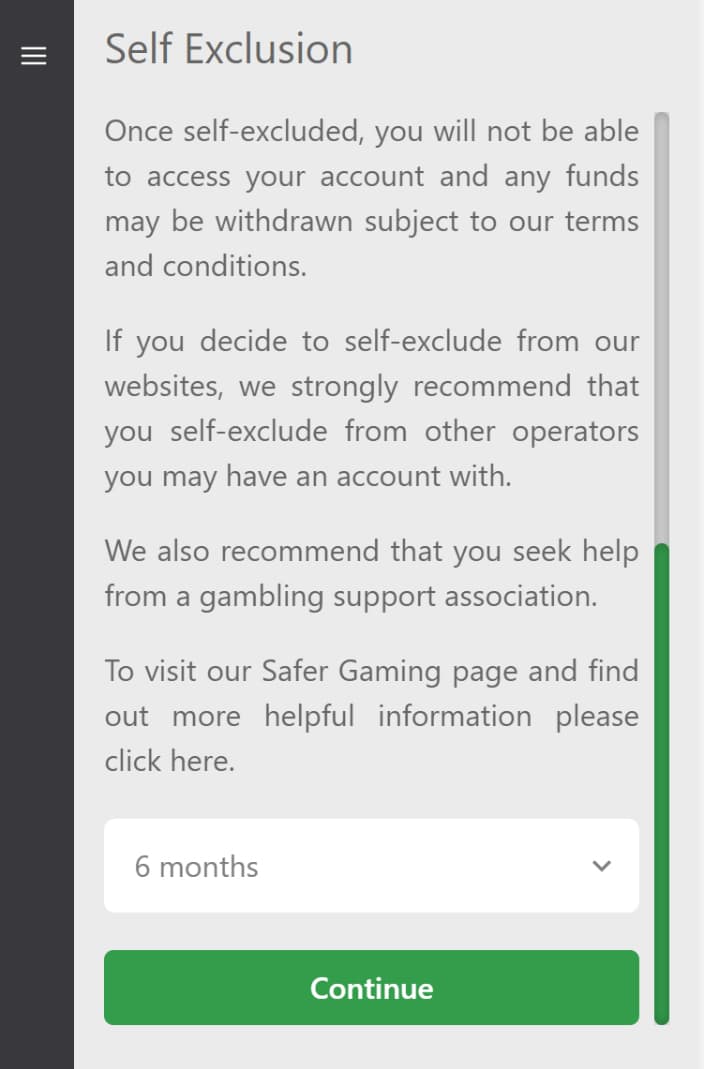 Self Exclusion