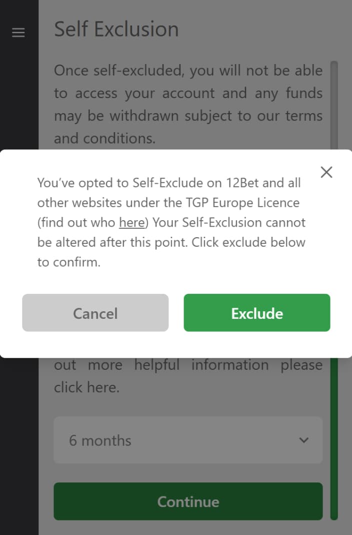 Self Exclusion